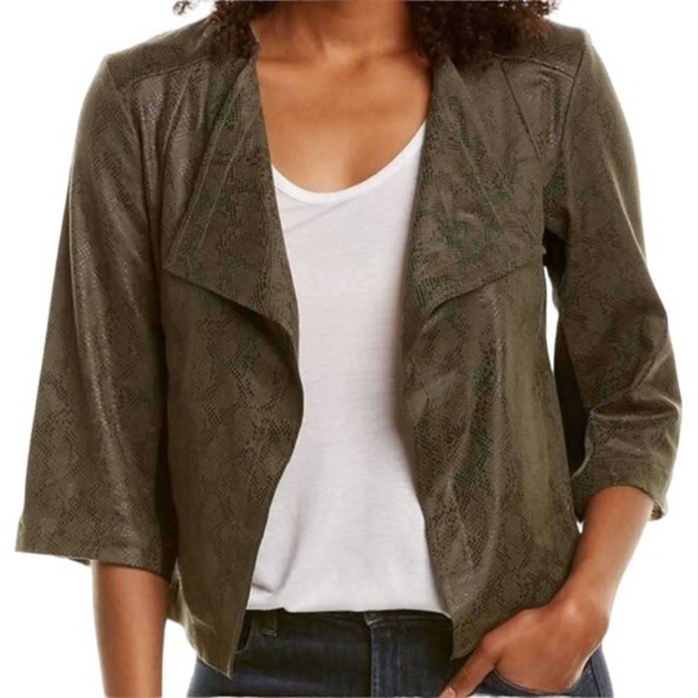 Lysse Women's Small Penelope Jacket Hunter Snake Green Drape Front Soft Jacket